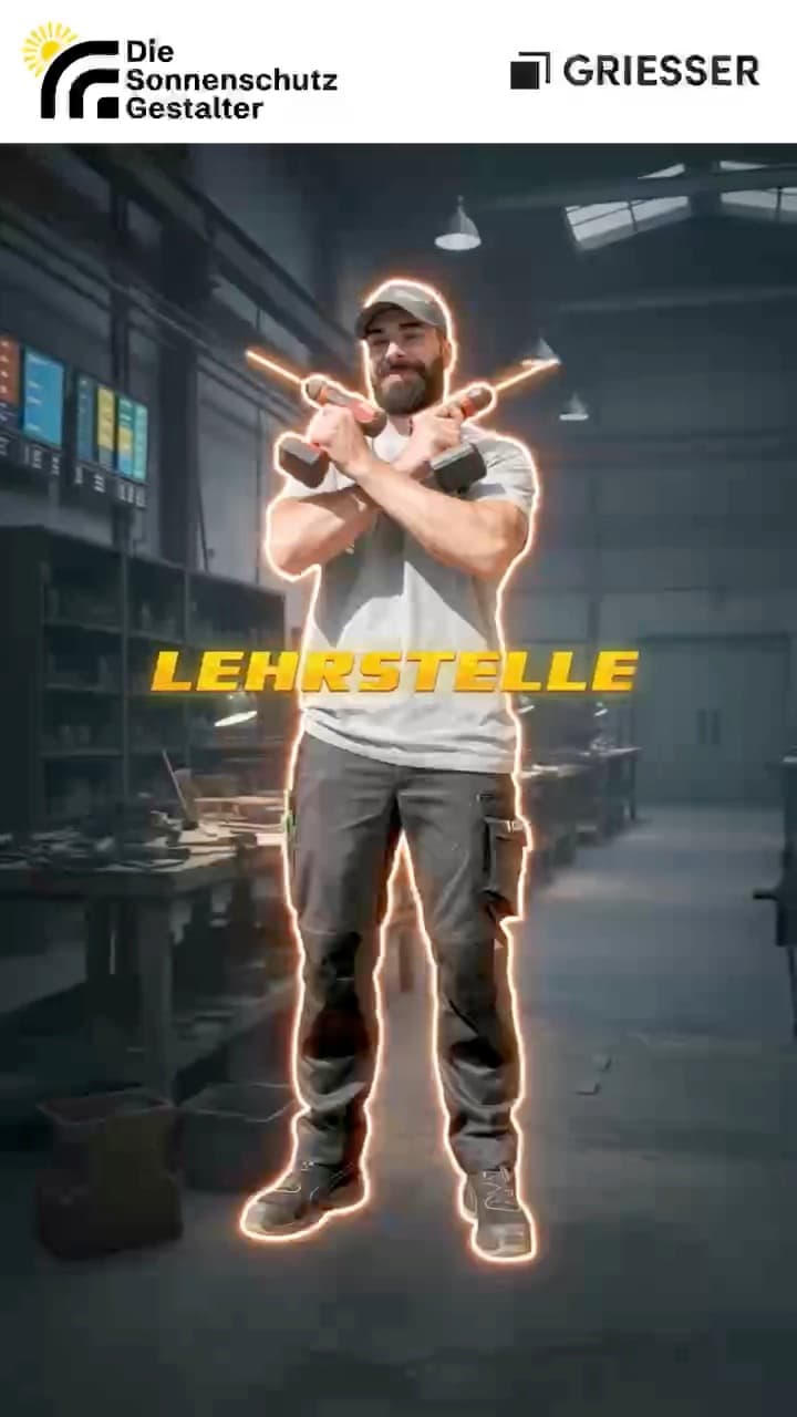 Monteur mit zwei Akkuschraubern, Schriftzug Lehrstelle im Stil eines Videospiels